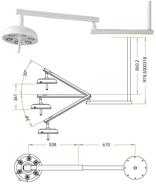 D6無影灯天吊りタイプの全容 D6無影灯天吊りタイプの全容
